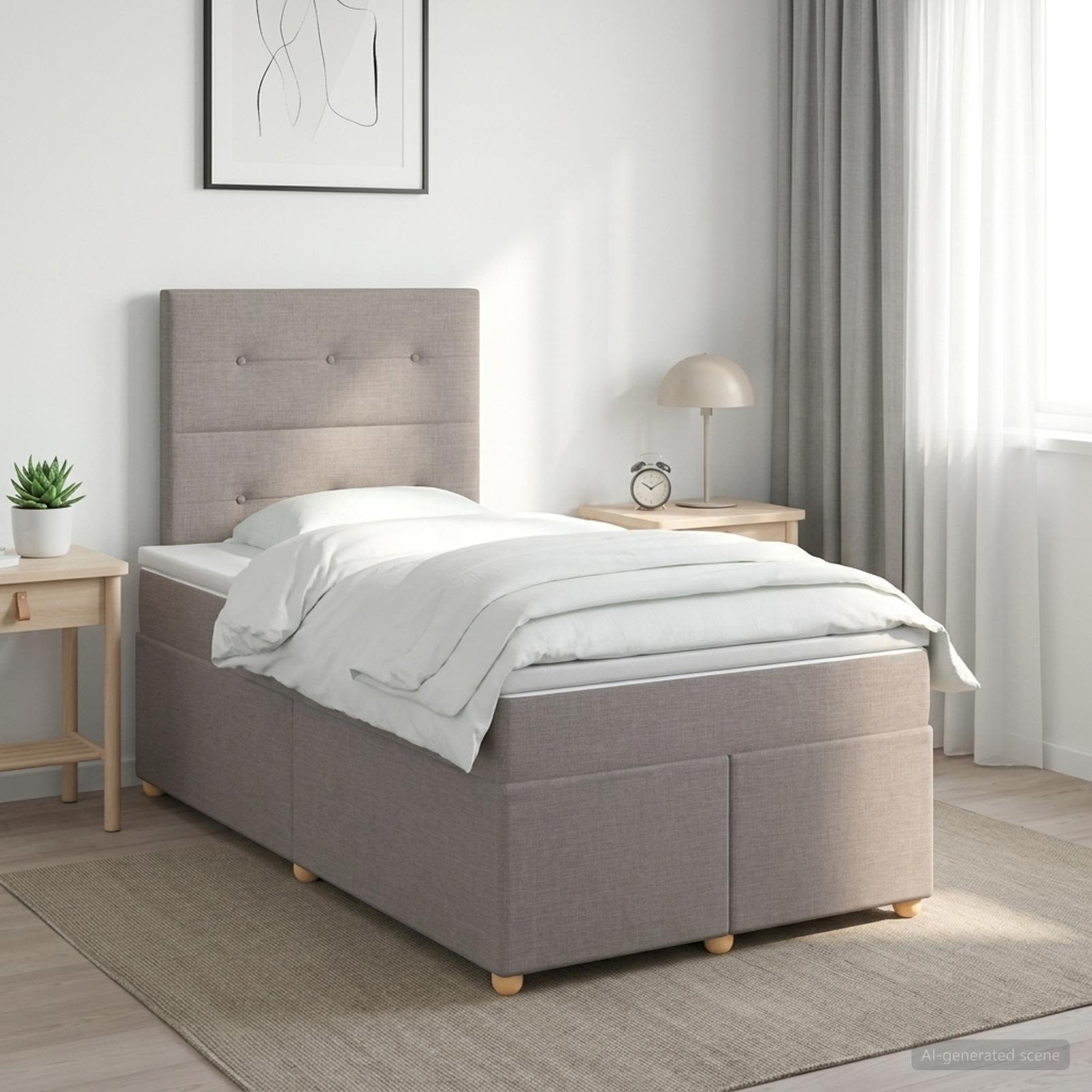3453841_1.jpg vidaXL Posteľ boxspring s matracom Sivohnedá 120 x 190 cm Látka – Obrázok 1