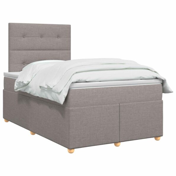 vidaXL Posteľ boxspring s matracom Sivohnedá 120 x 190 cm Látka – Obrázok 2