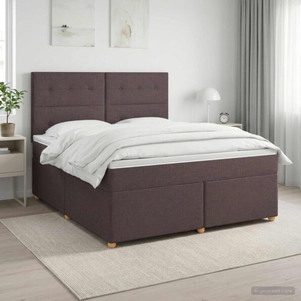 vidaXL Posteľ boxspring s matracom Tmavohnedá 160 x 200 cm Látka – Obrázok 11