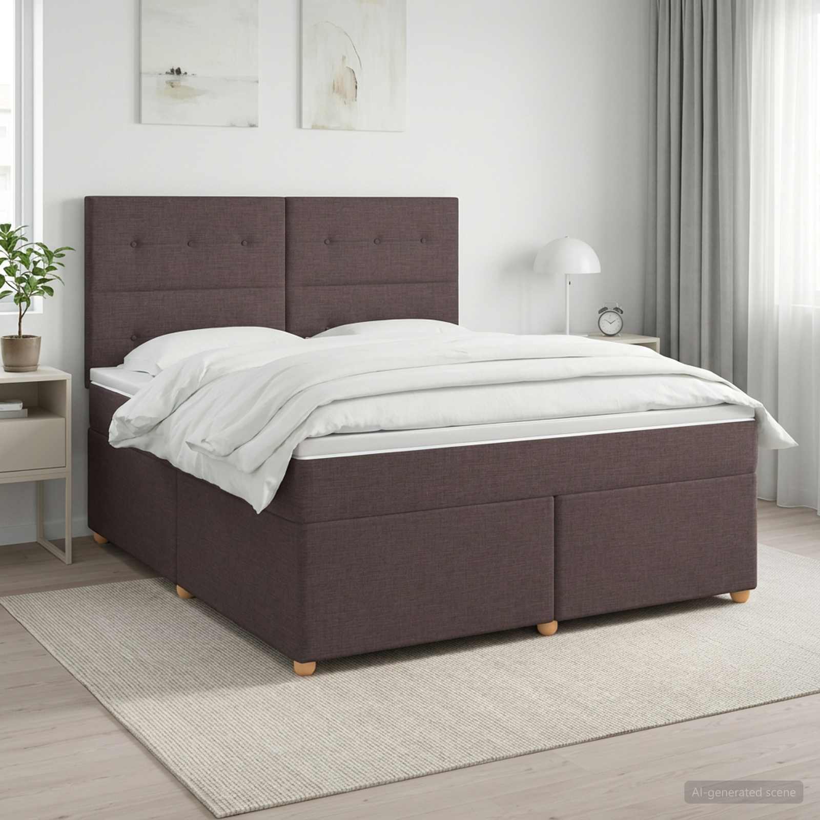 3453924_1.jpg vidaXL Posteľ boxspring s matracom Tmavohnedá 160 x 200 cm Látka – Obrázok 1