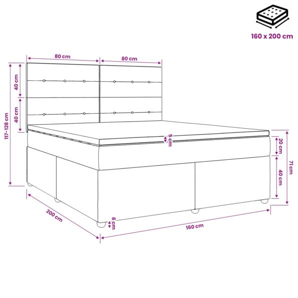 vidaXL Posteľ boxspring s matracom Tmavohnedá 160 x 200 cm Látka – Obrázok 10