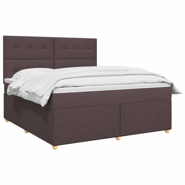 vidaXL Posteľ boxspring s matracom Tmavohnedá 160 x 200 cm Látka – Obrázok 2