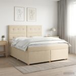 vidaXL Posteľ boxspring s matracom Krémová 160 x 200 cm Látka – Obrázok 11