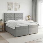 vidaXL Posteľ boxspring s matracom Svetlosivá 200 x 200 cm Látka – Obrázok 11