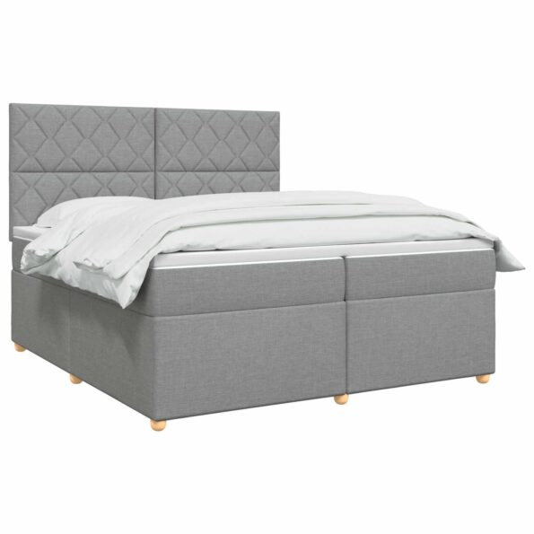 vidaXL Posteľ boxspring s matracom Svetlosivá 200 x 200 cm Látka – Obrázok 2