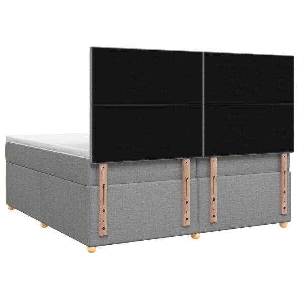 vidaXL Posteľ boxspring s matracom Svetlosivá 200 x 200 cm Látka – Obrázok 7