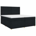 vidaXL Posteľ boxspring s matracom Čierna 200 x 200 cm Látka – Obrázok 2