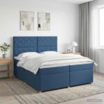 vidaXL Posteľ boxspring s matracom Modrá 200 x 200 cm Látka – Obrázok 11