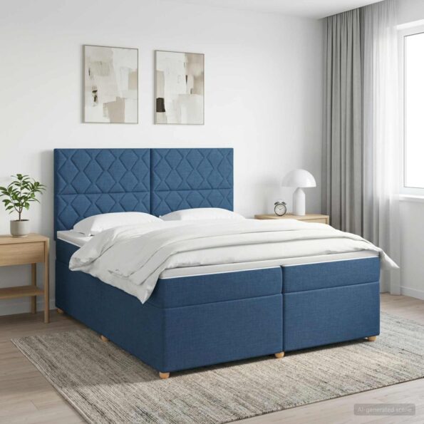 vidaXL Posteľ boxspring s matracom Modrá 200 x 200 cm Látka – Obrázok 11