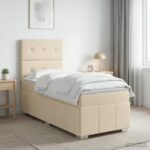 vidaXL Posteľ boxspring s matracom Krémová 80 x 200 cm Látka – Obrázok 11