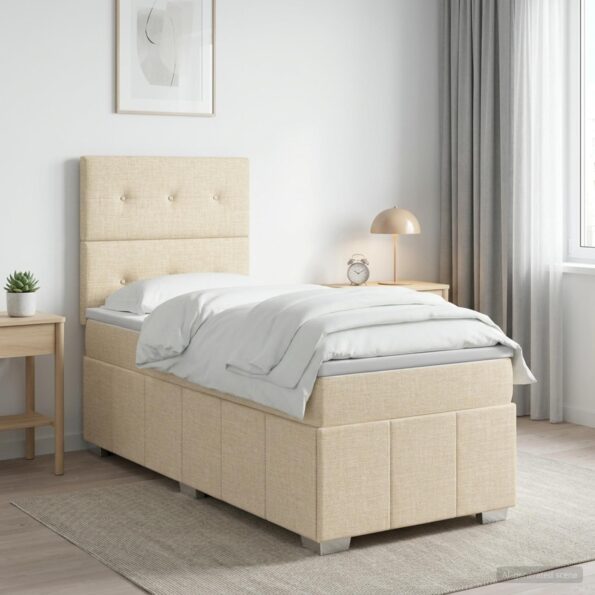 vidaXL Posteľ boxspring s matracom Krémová 80 x 200 cm Látka – Obrázok 11