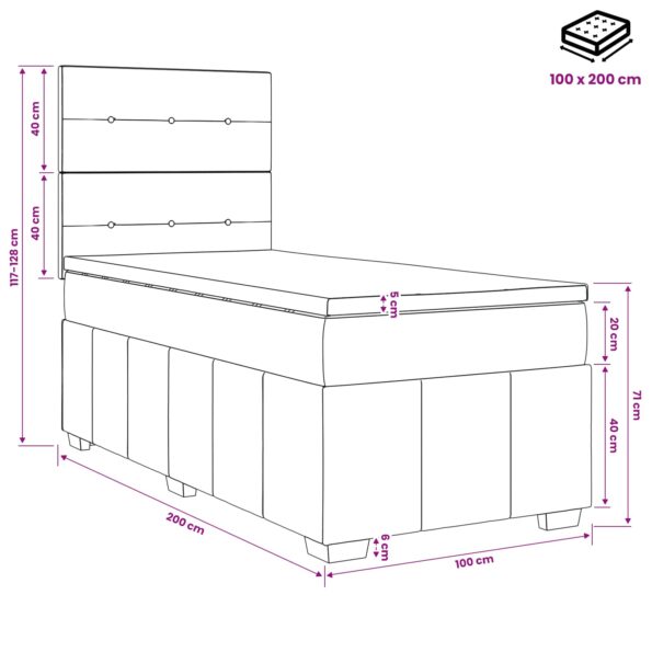 vidaXL Posteľ boxspring s matracom Sivohnedá 100 x 200 cm Látka – Obrázok 10