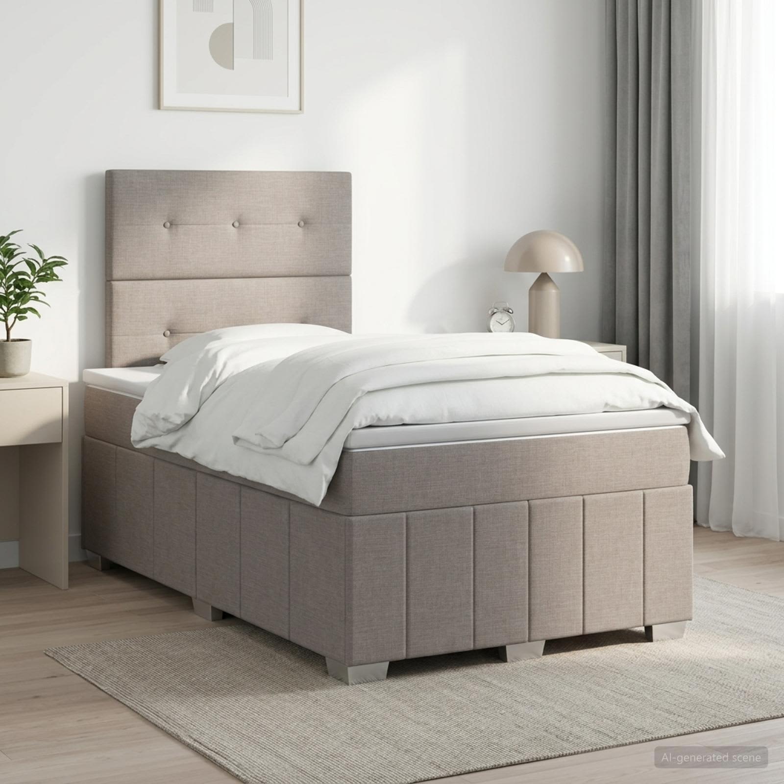 3454096_1.jpg vidaXL Posteľ boxspring s matracom Sivohnedá 120 x 190 cm Látka – Obrázok 1