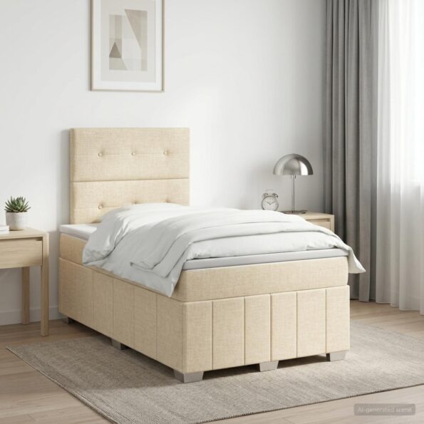 vidaXL Posteľ boxspring s matracom Krémová 120 x 190 cm Látka – Obrázok 11