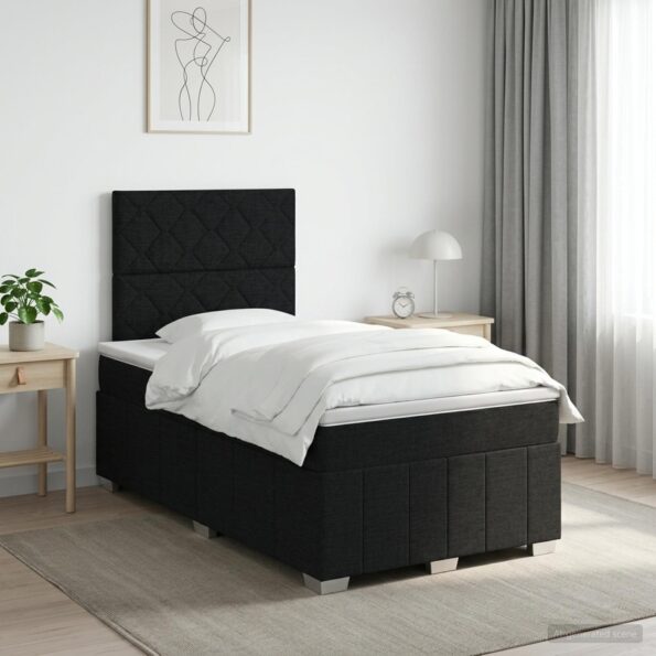 vidaXL Posteľ boxspring s matracom Čierna 120 x 190 cm Látka – Obrázok 11