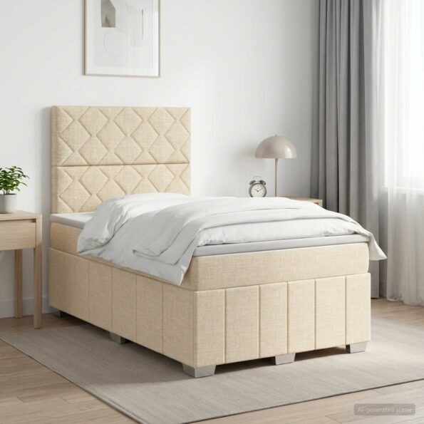 vidaXL Posteľ boxspring s matracom Krémová 120 x 190 cm Látka – Obrázok 11