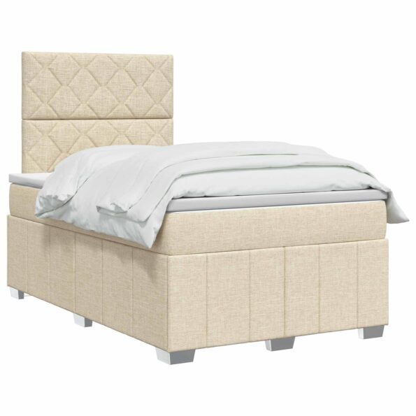 vidaXL Posteľ boxspring s matracom Krémová 120 x 190 cm Látka – Obrázok 2
