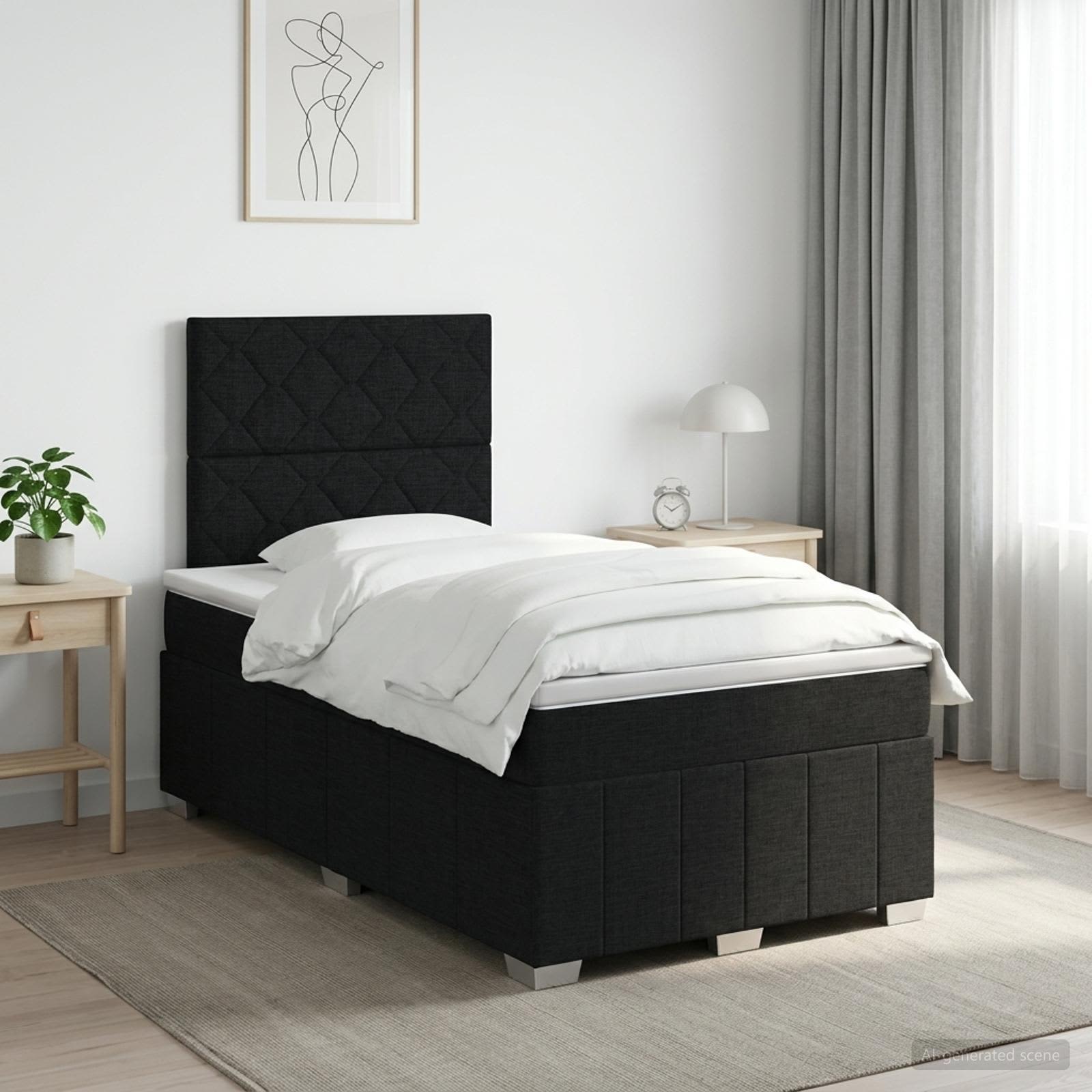 3454122_1.jpg vidaXL Posteľ boxspring s matracom Čierna 120 x 200 cm Látka – Obrázok 1