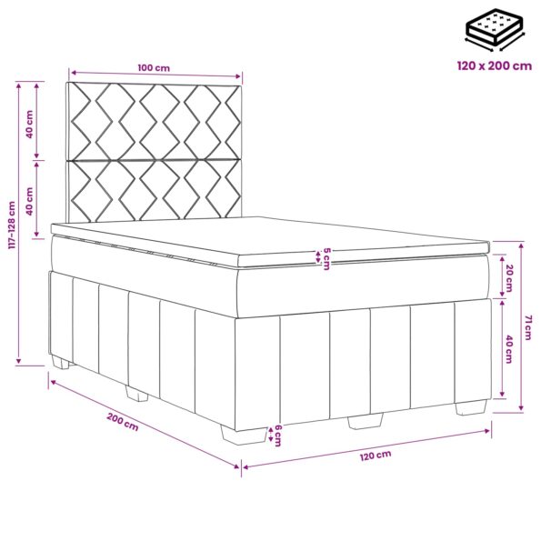 vidaXL Posteľ boxspring s matracom Krémová 120 x 200 cm Látka – Obrázok 10