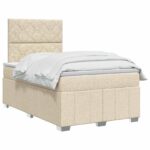 vidaXL Posteľ boxspring s matracom Krémová 120 x 200 cm Látka – Obrázok 2