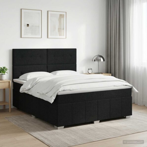 vidaXL Posteľ boxspring s matracom Čierna 140 x 190 cm Látka – Obrázok 11