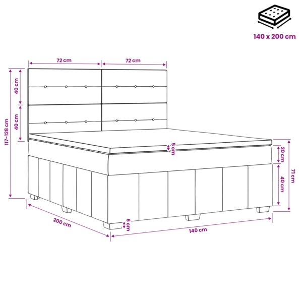 vidaXL Posteľ boxspring s matracom Čierna 140 x 200 cm Látka – Obrázok 10