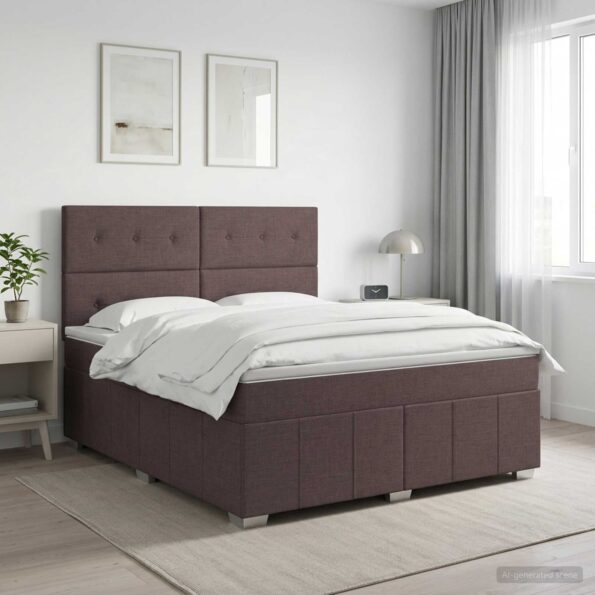 vidaXL Posteľ boxspring s matracom Tmavohnedá 160 x 200 cm Látka – Obrázok 11