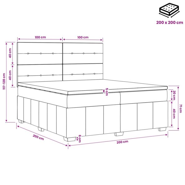 vidaXL Posteľ boxspring s matracom Sivohnedá 200 x 200 cm Látka – Obrázok 10