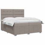 vidaXL Posteľ boxspring s matracom Sivohnedá 200 x 200 cm Látka – Obrázok 2