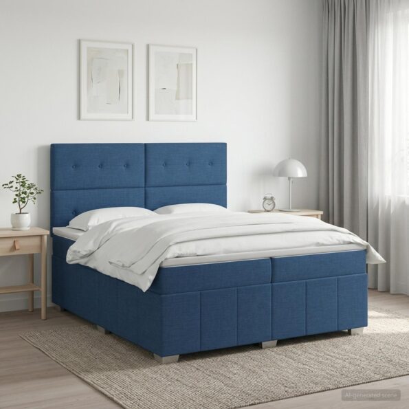 vidaXL Posteľ boxspring s matracom Modrá 200 x 200 cm Látka – Obrázok 11