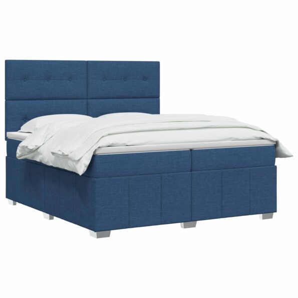 vidaXL Posteľ boxspring s matracom Modrá 200 x 200 cm Látka – Obrázok 2