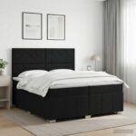 vidaXL Posteľ boxspring s matracom Čierna 200 x 200 cm Látka – Obrázok 11