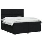 vidaXL Posteľ boxspring s matracom Čierna 200 x 200 cm Látka – Obrázok 2
