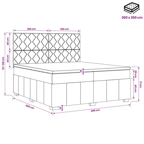 vidaXL Posteľ boxspring s matracom Tmavohnedá 200 x 200 cm Látka – Obrázok 10