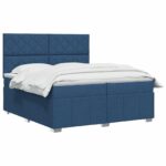 vidaXL Posteľ boxspring s matracom Modrá 200 x 200 cm Látka – Obrázok 2