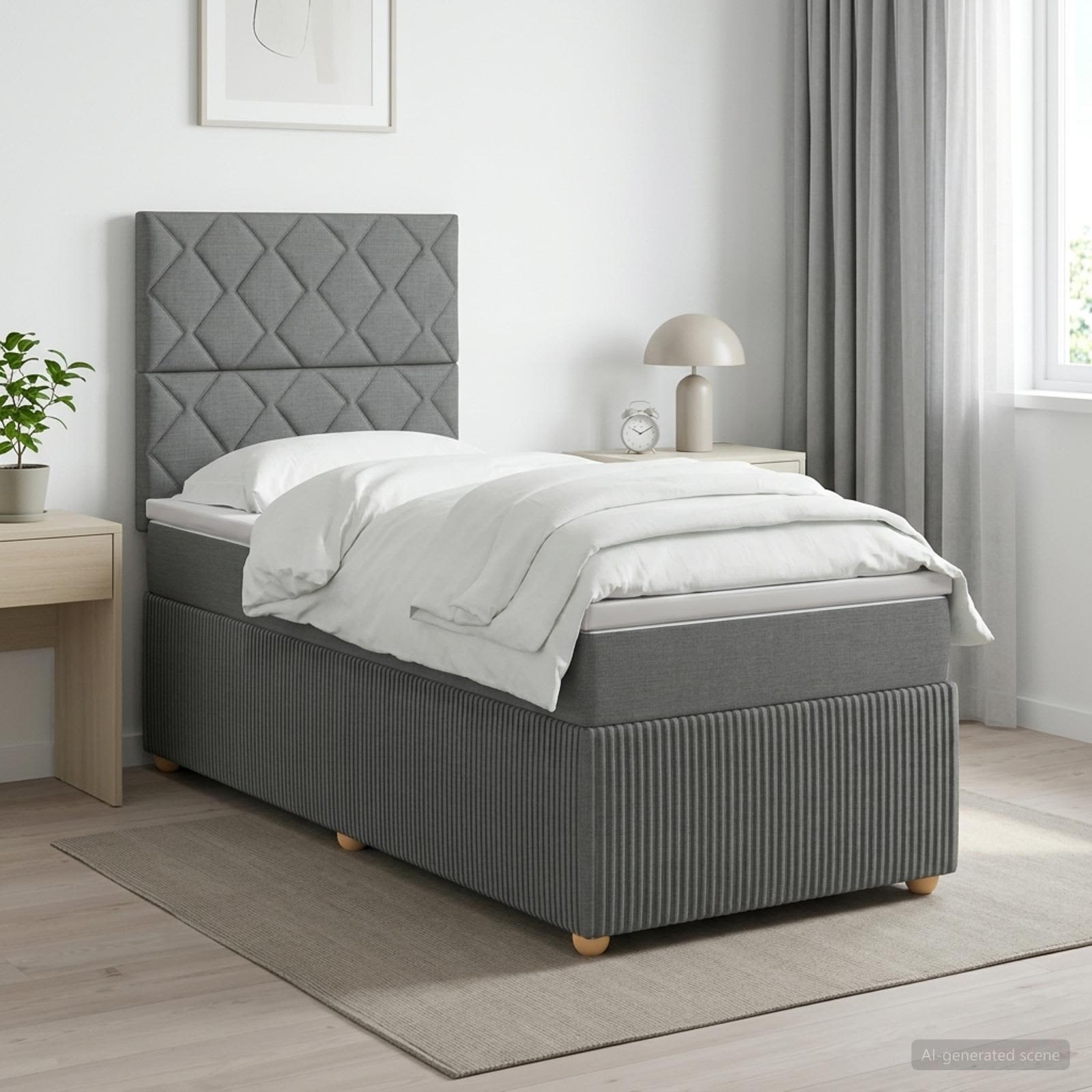 3454271_1.jpg vidaXL Posteľ boxspring s matracom Tmavosivá 80 x 200 cm Látka – Obrázok 1