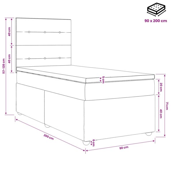 vidaXL Posteľ boxspring s matracom Tmavohnedá 90 x 200 cm Látka – Obrázok 10