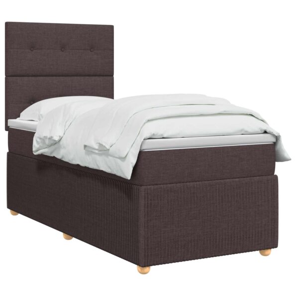 vidaXL Posteľ boxspring s matracom Tmavohnedá 90 x 200 cm Látka – Obrázok 2