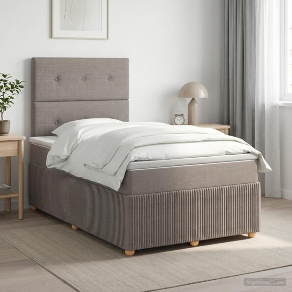 vidaXL Posteľ boxspring s matracom Sivohnedá 120 x 200 cm Látka – Obrázok 11