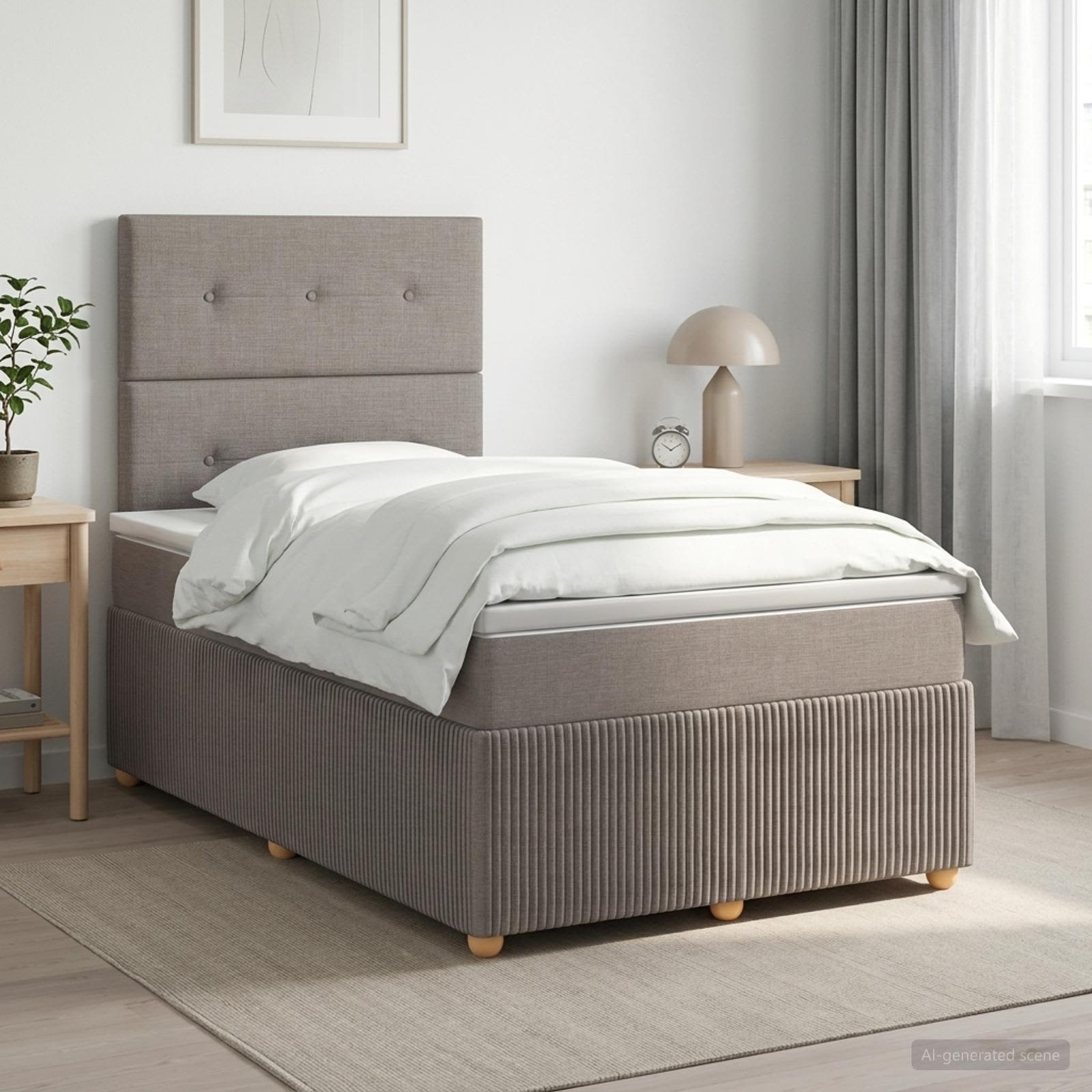 3454372_1.jpg vidaXL Posteľ boxspring s matracom Sivohnedá 120 x 200 cm Látka – Obrázok 1
