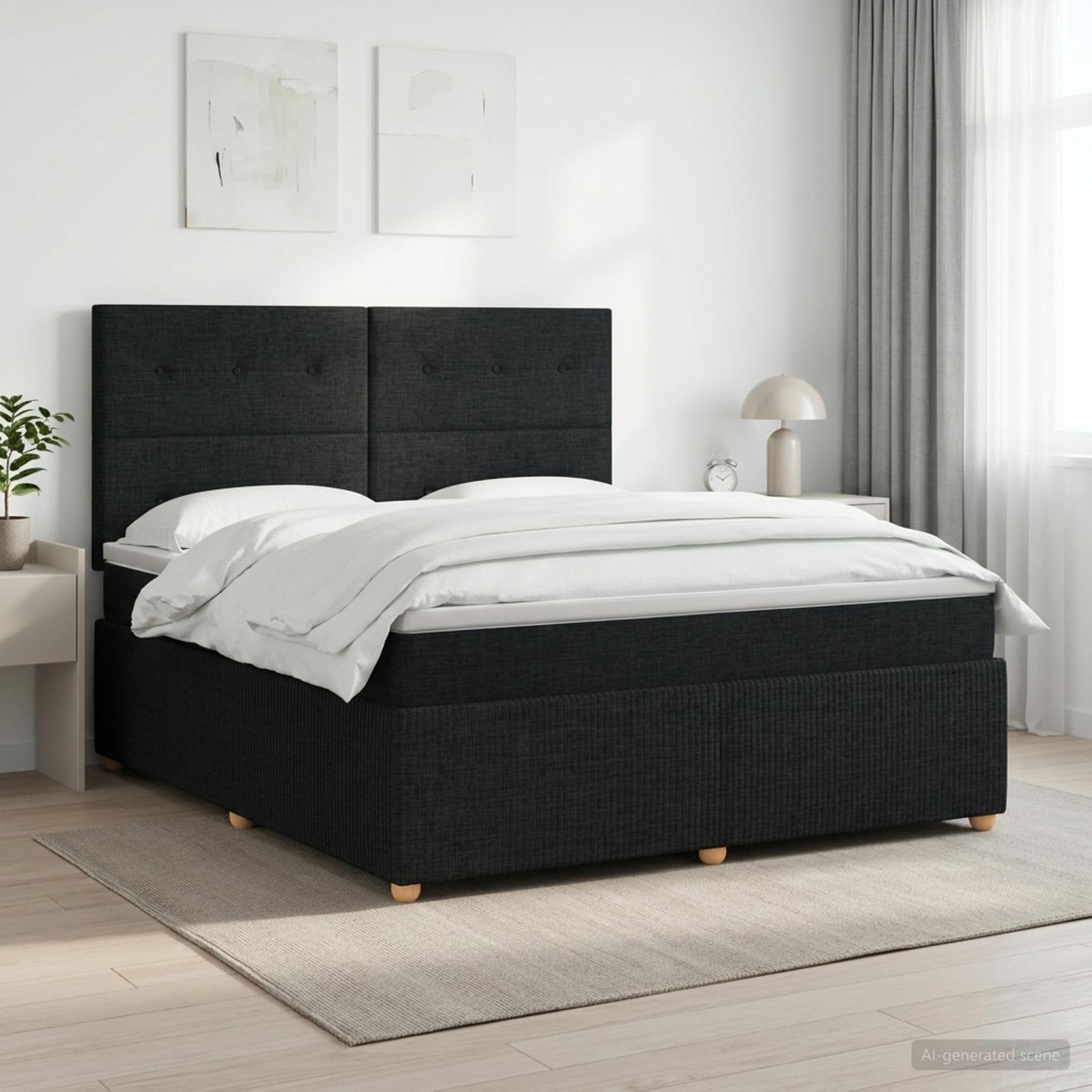 3454391_1.jpg vidaXL Posteľ boxspring s matracom Čierna 140 x 190 cm Látka – Obrázok 1