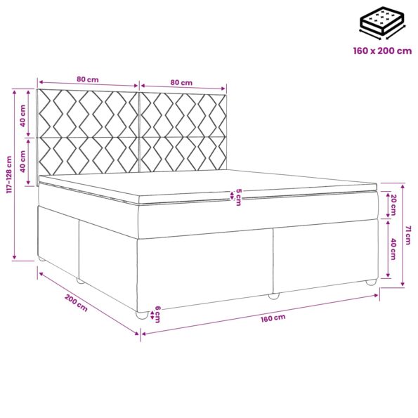 vidaXL Posteľ boxspring s matracom Svetlosivá 160 x 200 cm Látka – Obrázok 10