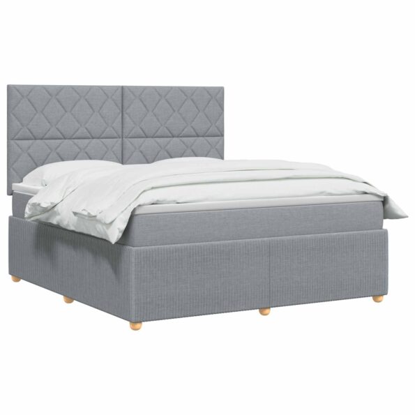 vidaXL Posteľ boxspring s matracom Svetlosivá 160 x 200 cm Látka – Obrázok 2