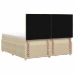vidaXL Posteľ boxspring s matracom Krémová 200 x 200 cm Látka – Obrázok 7