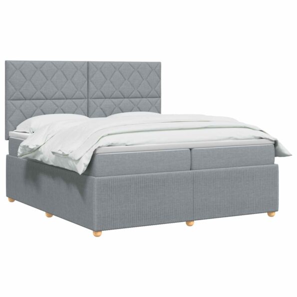 vidaXL Posteľ boxspring s matracom Svetlosivá 200 x 200 cm Látka – Obrázok 2