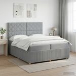 vidaXL Posteľ boxspring s matracom Svetlosivá 200 x 200 cm Látka – Obrázok 12