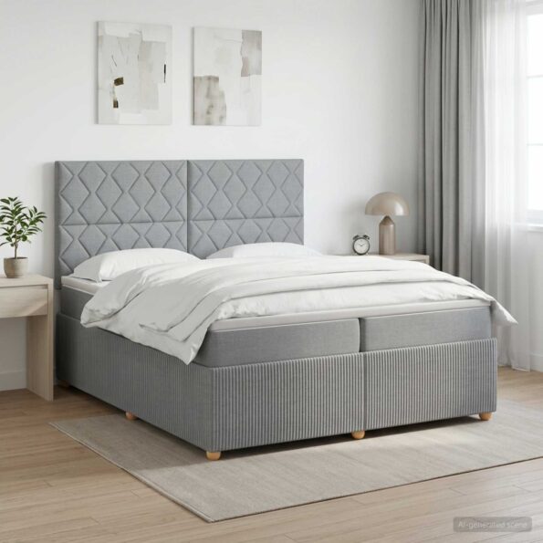 vidaXL Posteľ boxspring s matracom Svetlosivá 200 x 200 cm Látka – Obrázok 12