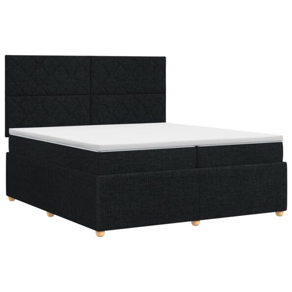 vidaXL Posteľ boxspring s matracom Čierna 200 x 200 cm Látka – Obrázok 2