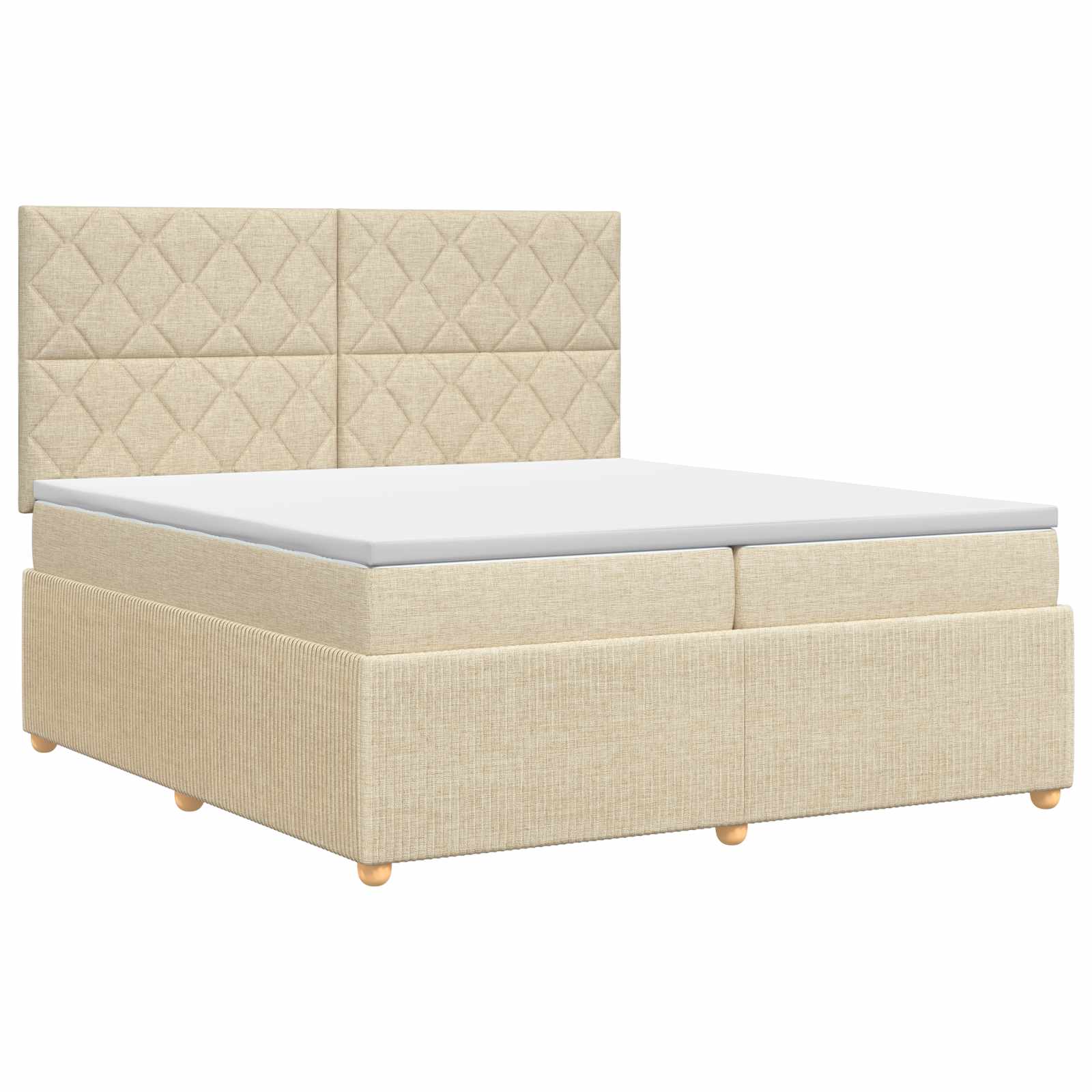 3454485_1.jpg vidaXL Posteľ boxspring s matracom Krémová 200 x 200 cm Látka – Obrázok 1