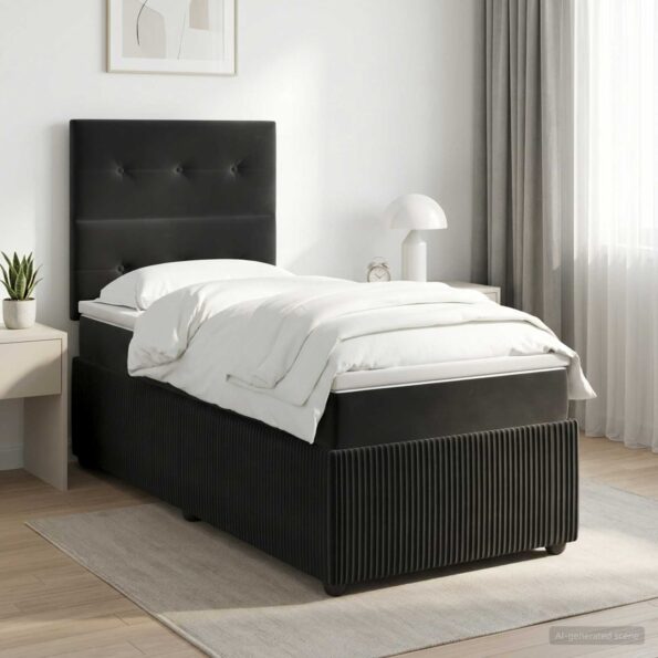 vidaXL Posteľ boxspring s matracom Čierna 80 x 200 cm Zamat – Obrázok 11